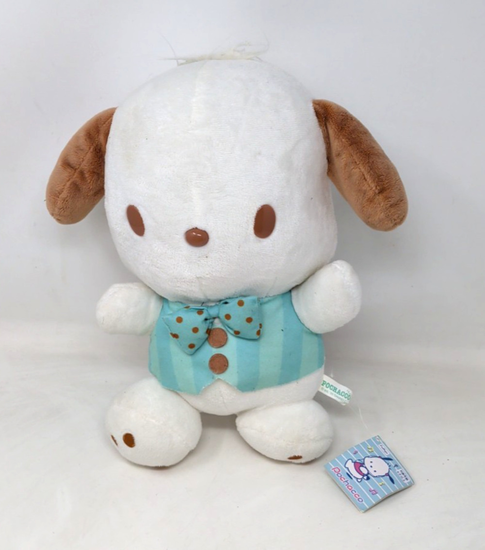NEW RARE Pochacco 12" Chocolate Mint Bowtie Dog Stuffed Blue Plush Toreba Sanrio